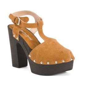 Charles David made in Italy Mustard Karma suede studded clogs. Size 37